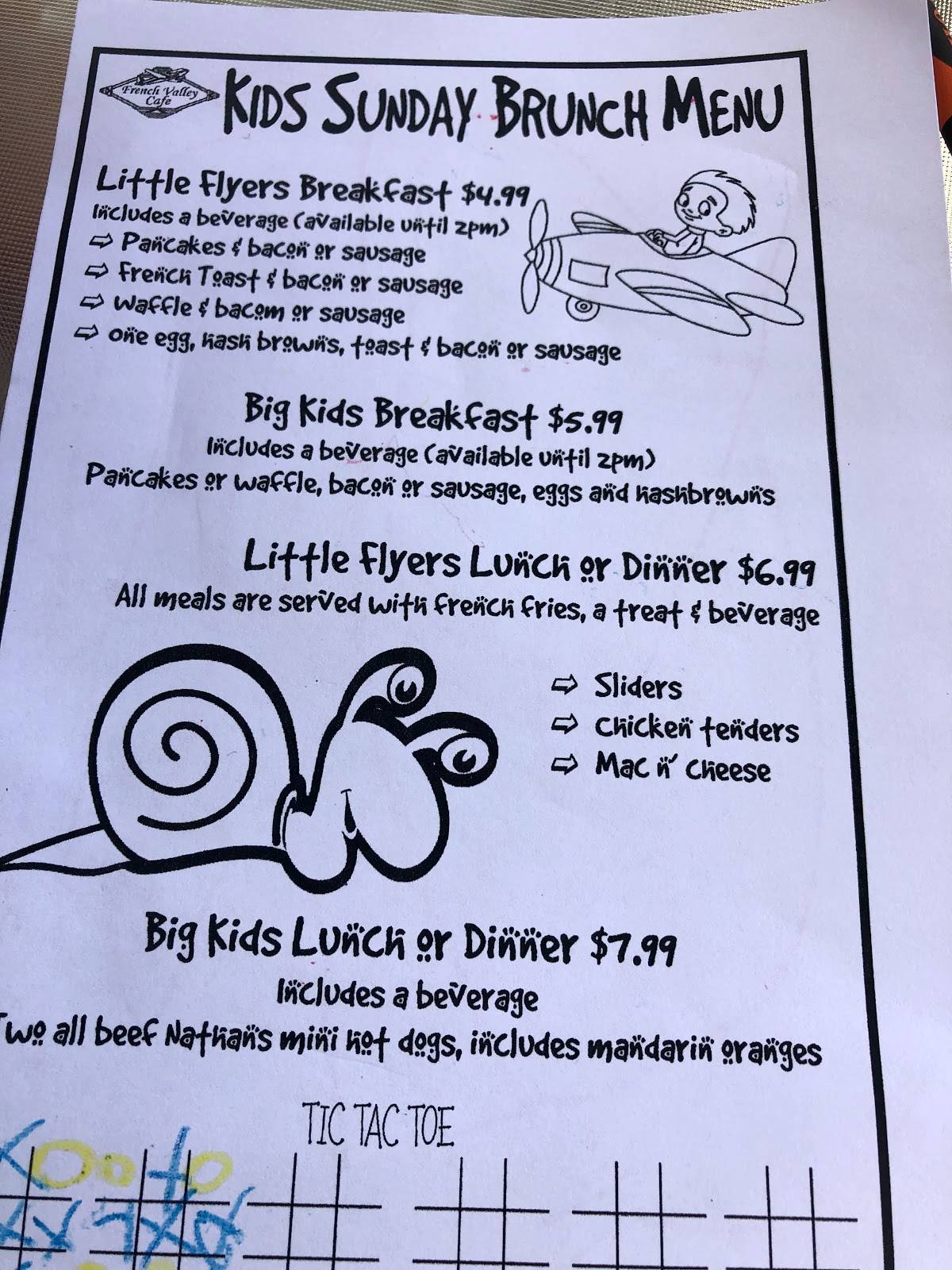 Menu at French Valley Cafe, Murrieta, 37600 Sky Canyon Dr