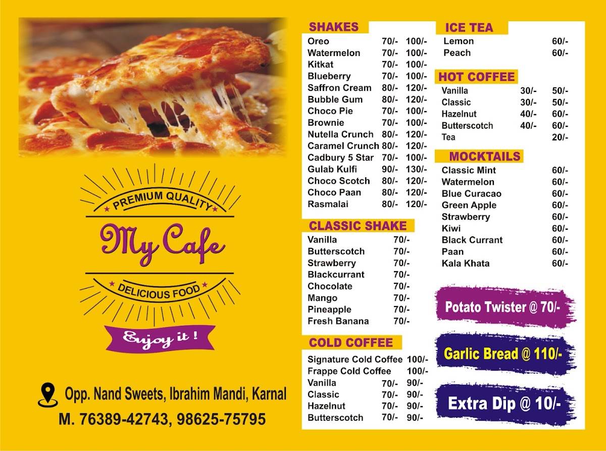 My Cafe menu