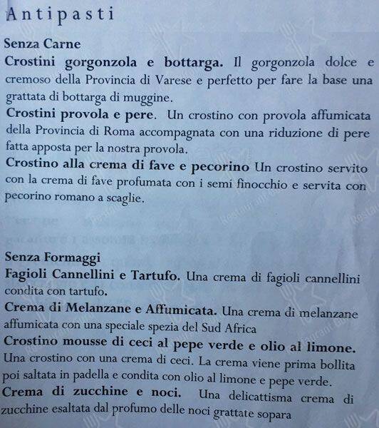 Menu de Noi Nuova Osteria Italiana