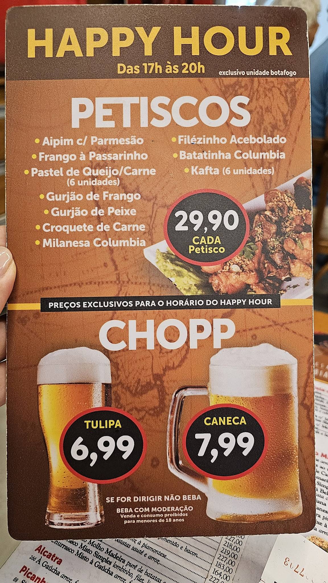 Na Brasa Columbia - Botafogo cardápio