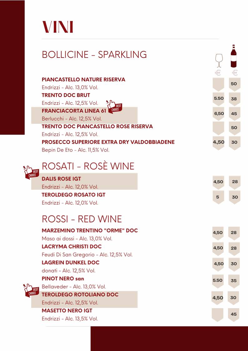 Menu di Ristorante Pizzeria Villa Cian 