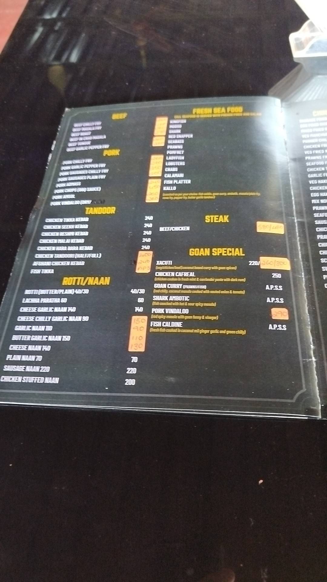 Alvares restaurant and bar menu