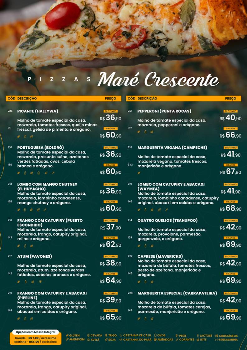 Nalu Pizzas Cocó cardápio