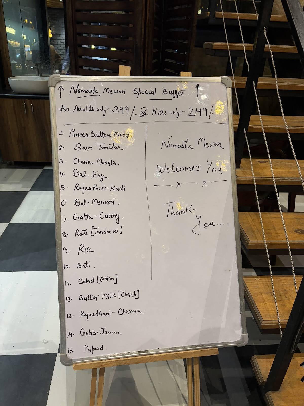 Namaste Mewar Restaurant menu