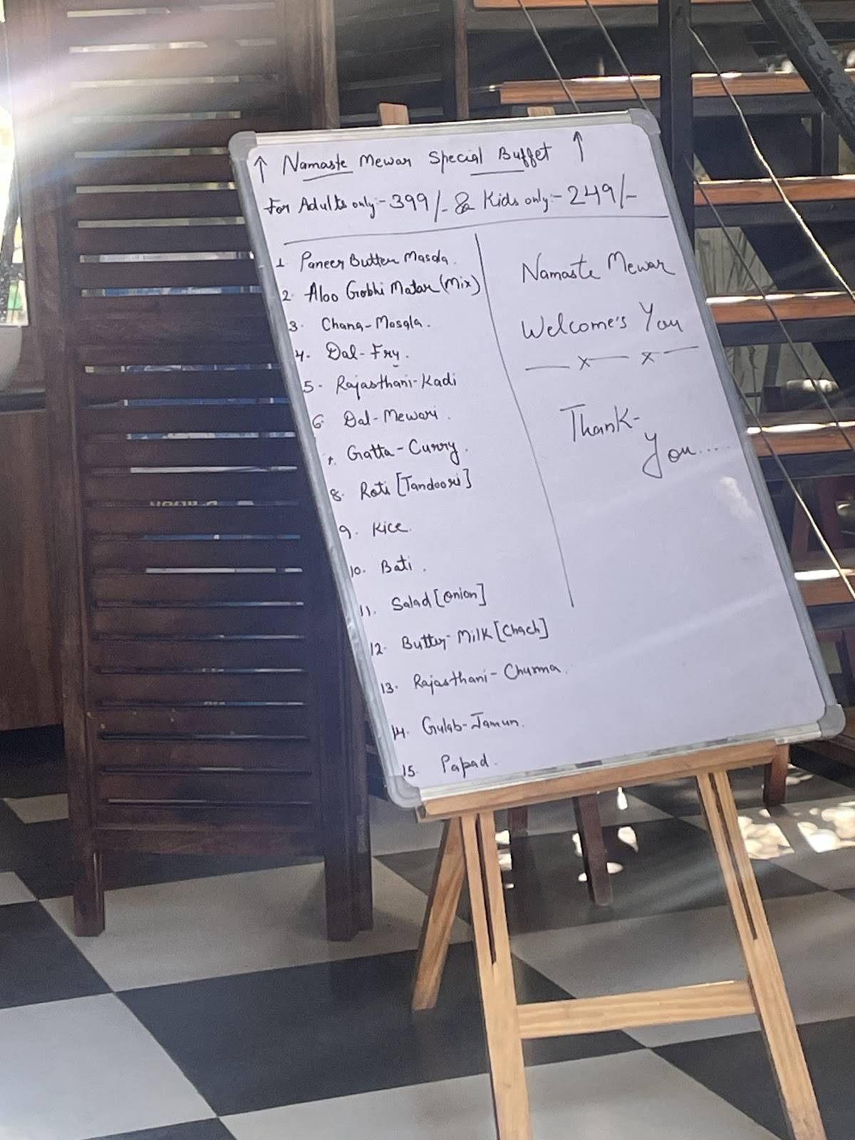 Namaste Mewar Restaurant menu