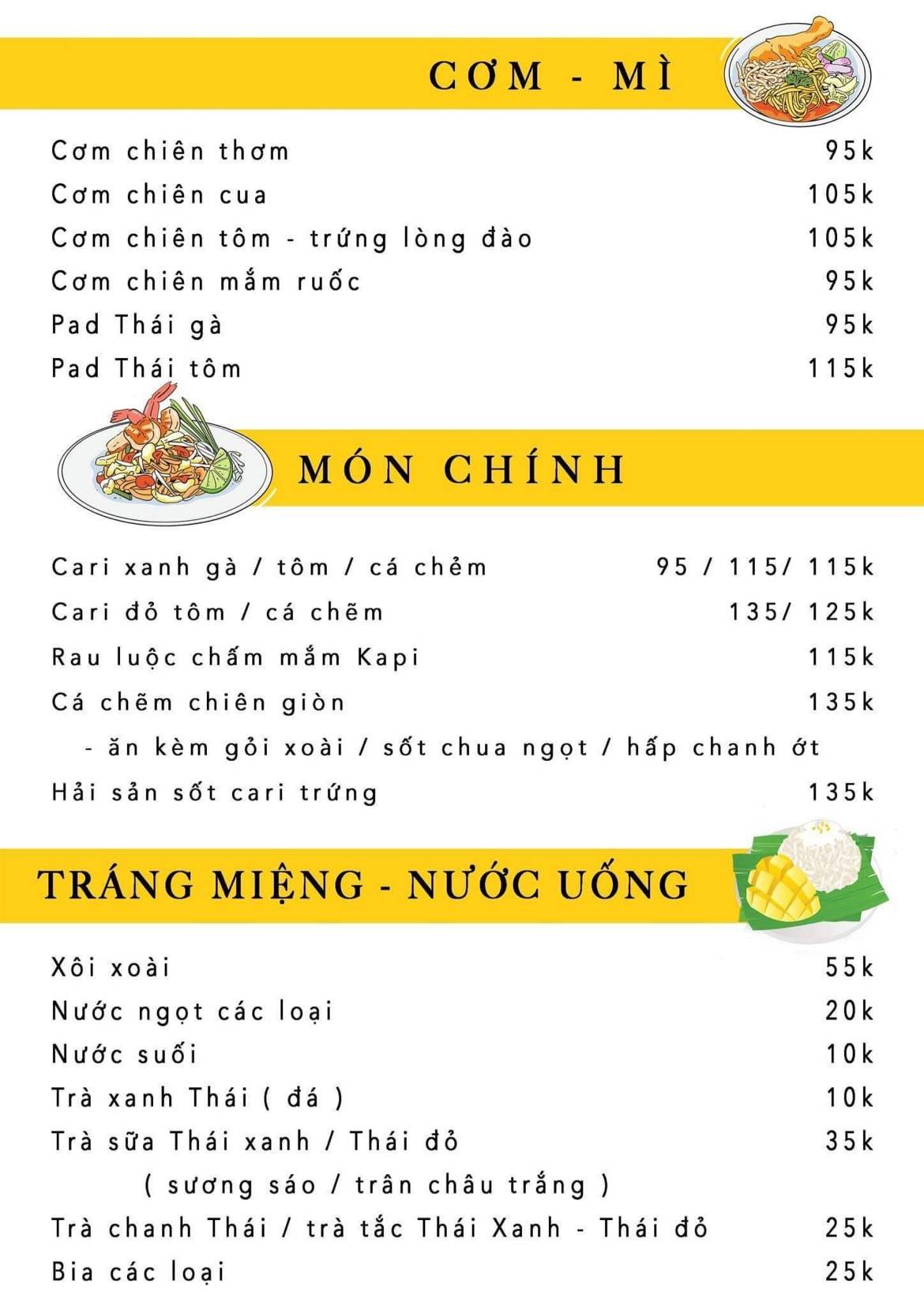 Carta del restaurante Narak Thai Kitchen, Ciudad Ho Chi Minh (Saigón)