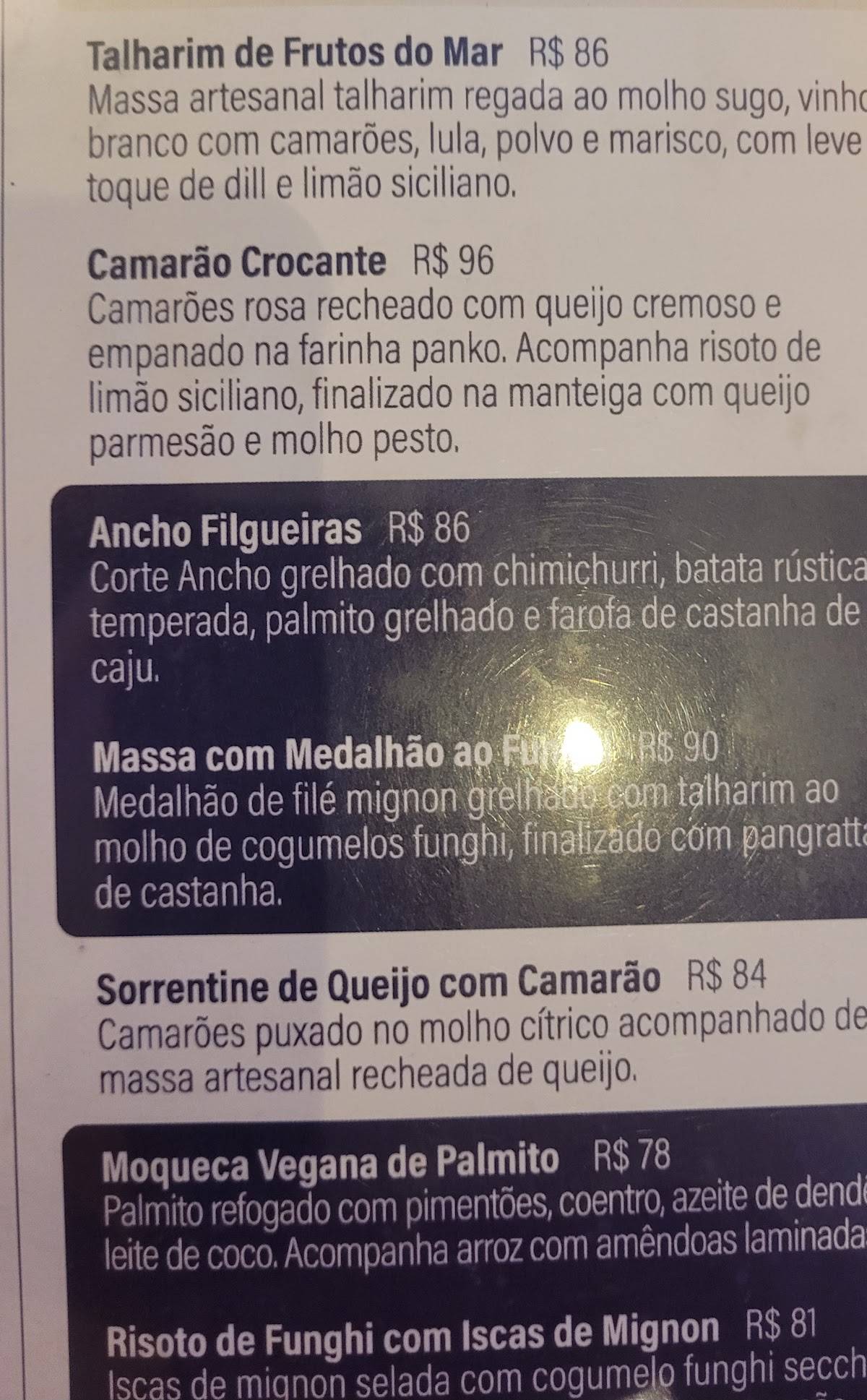 Naus cardápio