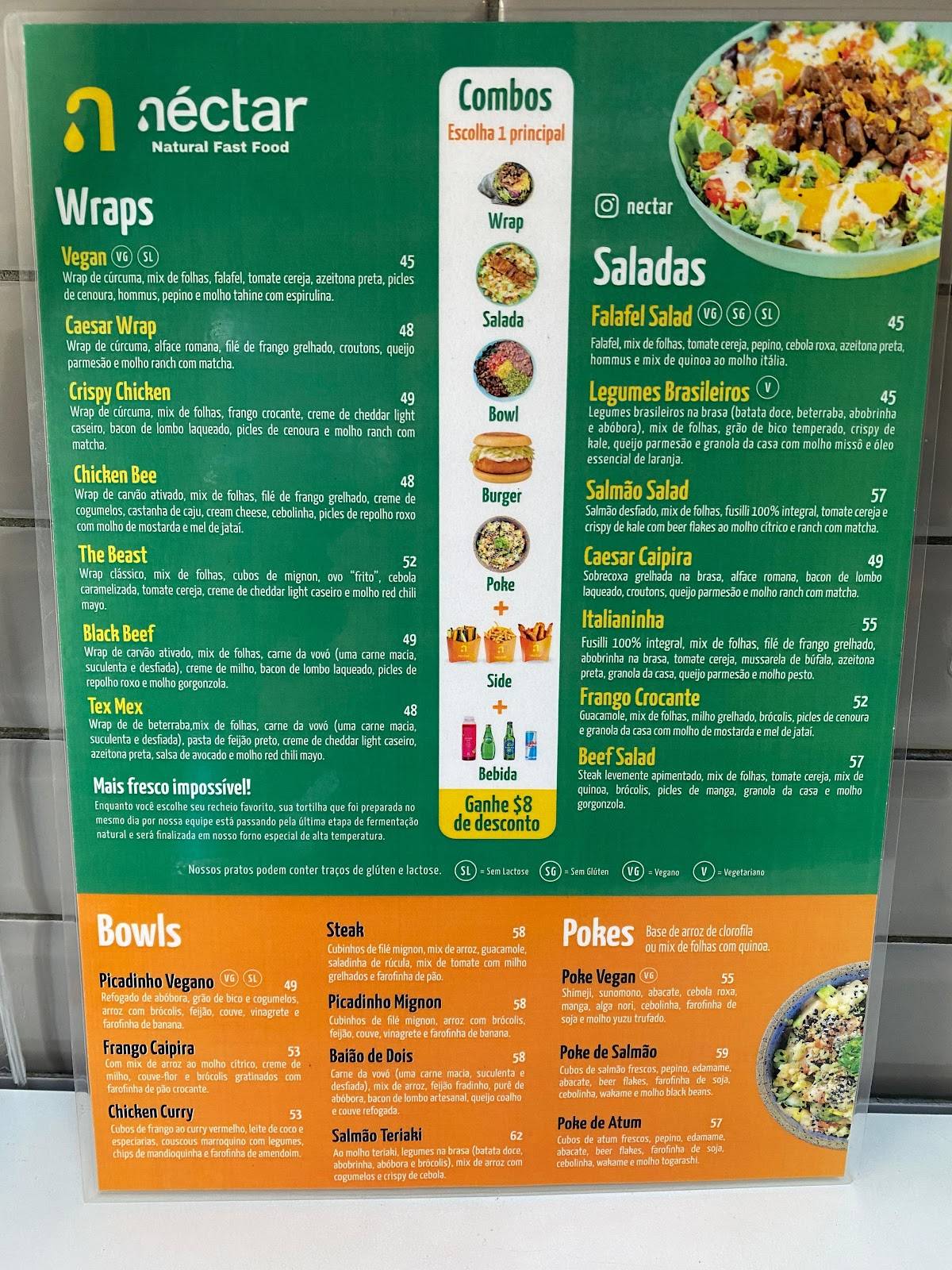 Nectar Natural Fast Food - Pinheiros cardápio