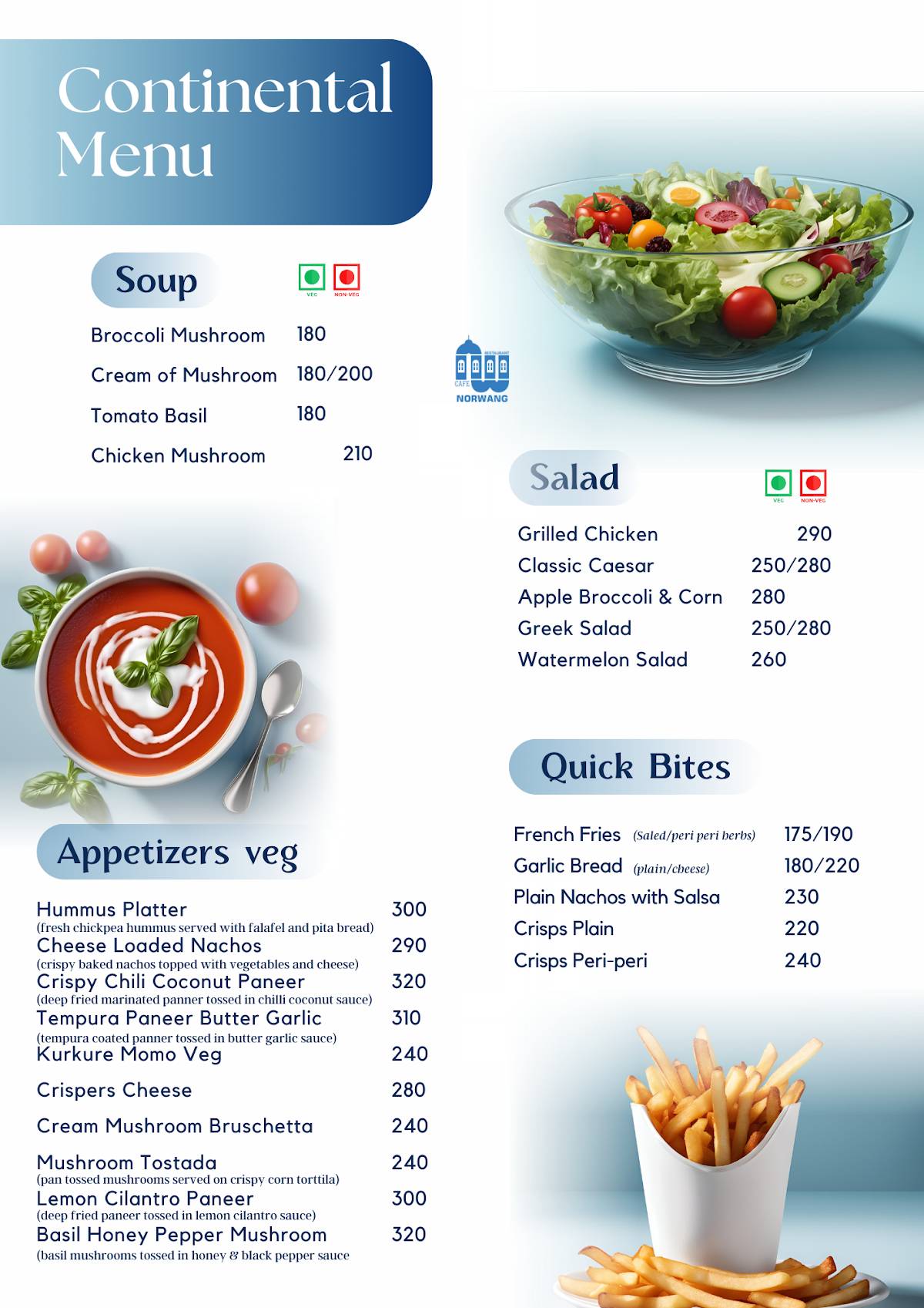 Norwang Cafe & Restaurant menu