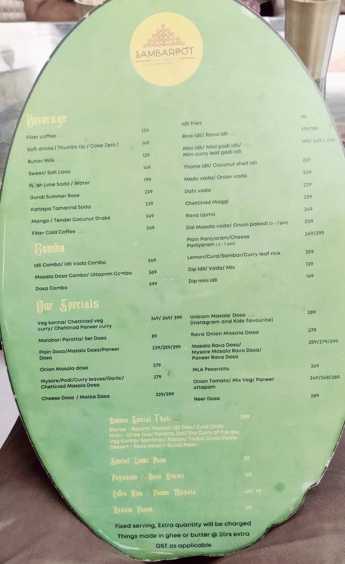SAMBARPOT menu