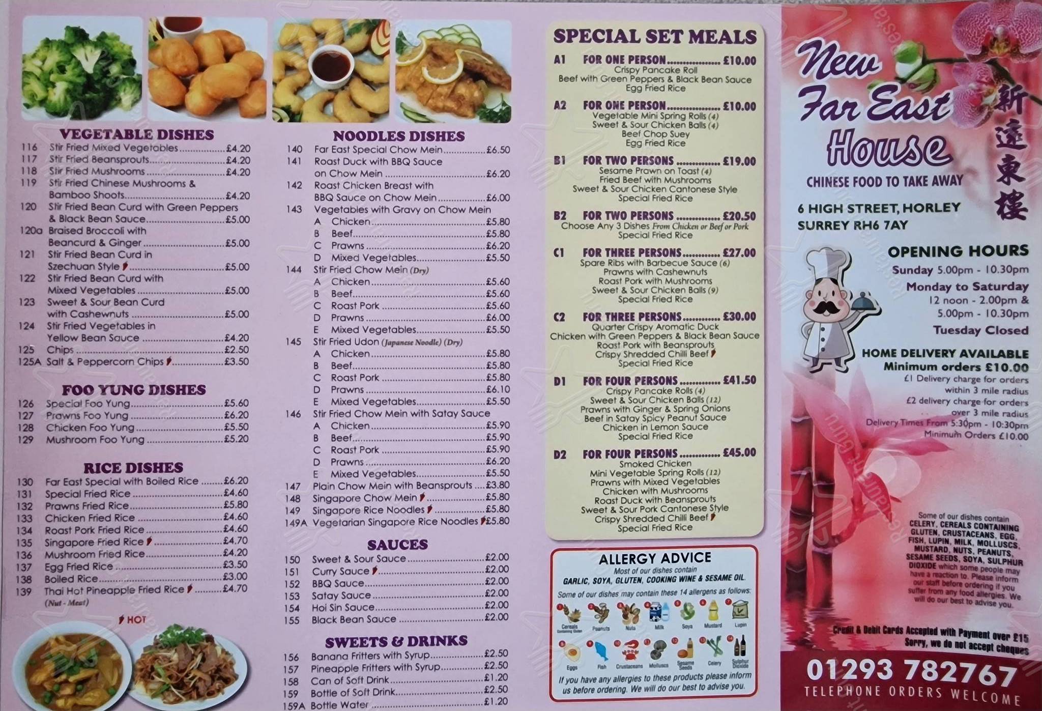 Menu at New Far East House fast food, Horley