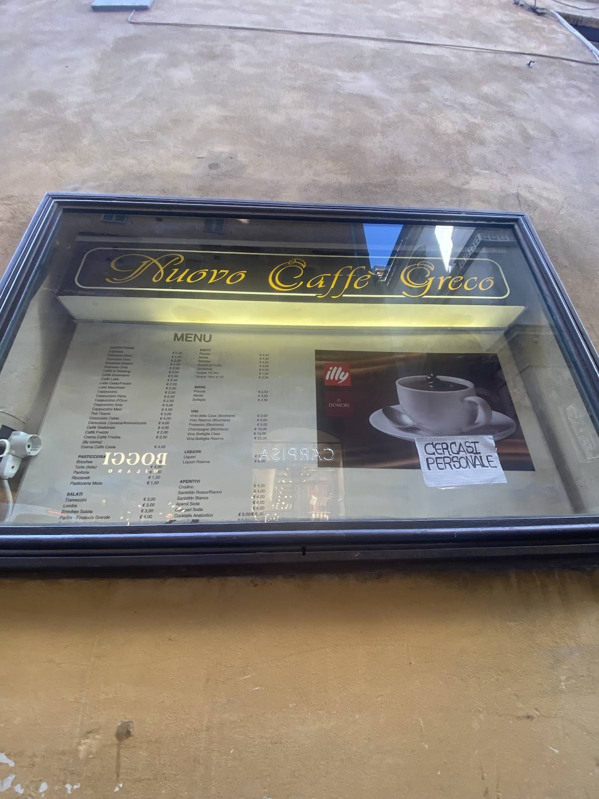 Menu di Nuovo Caffè Greco 