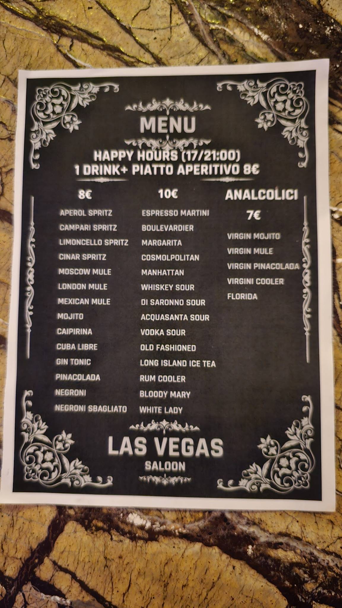 Menu di New Las Vegas 
