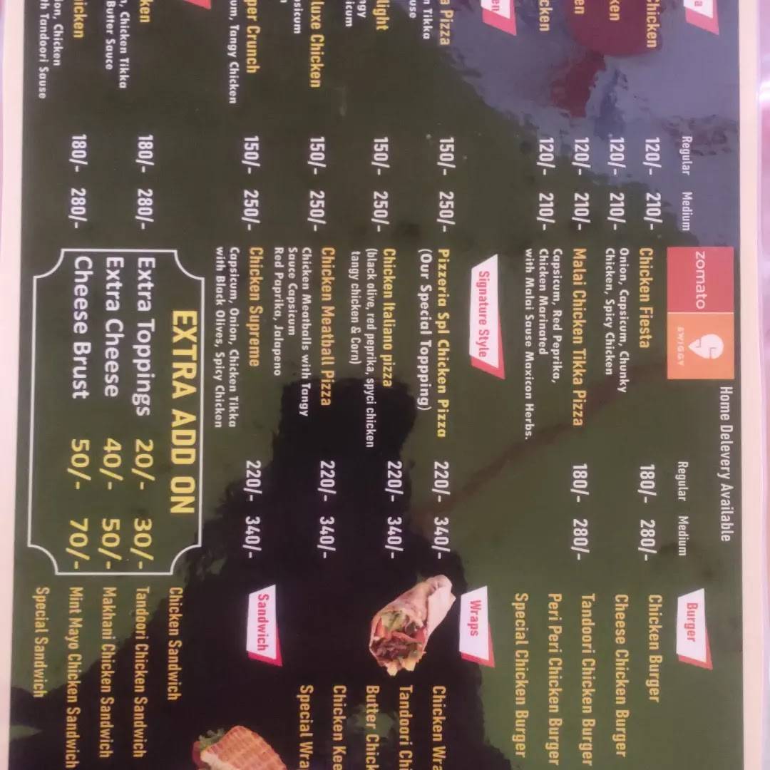 New Pizzeria Planet menu