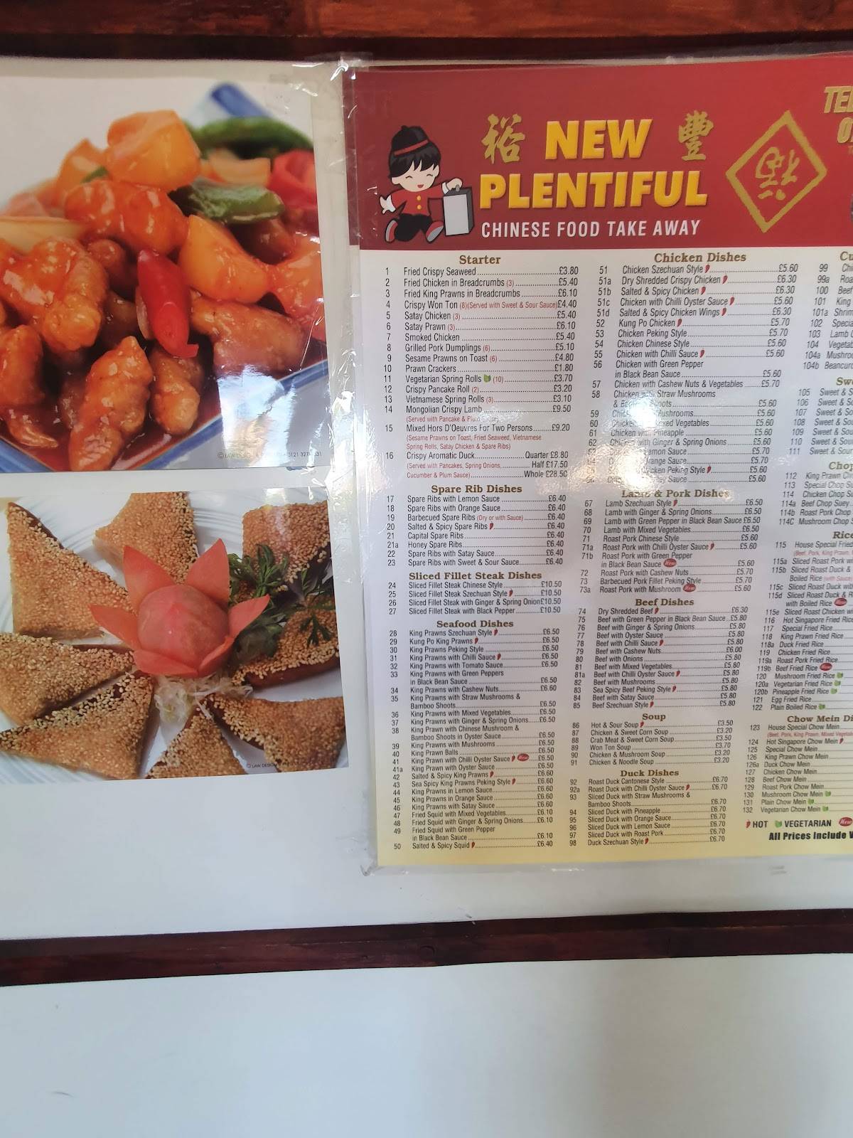 Menu at New Plentiful fast food Hornchurch