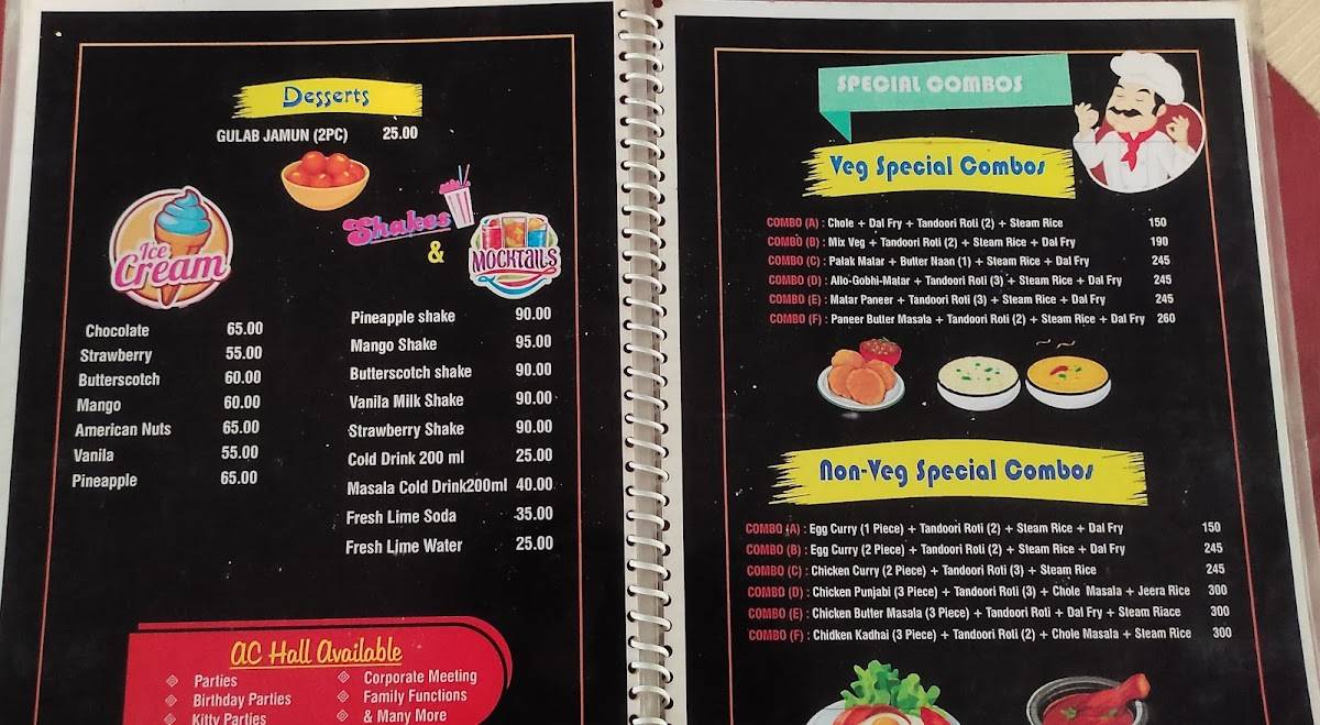 New Shubham Restaurant menu