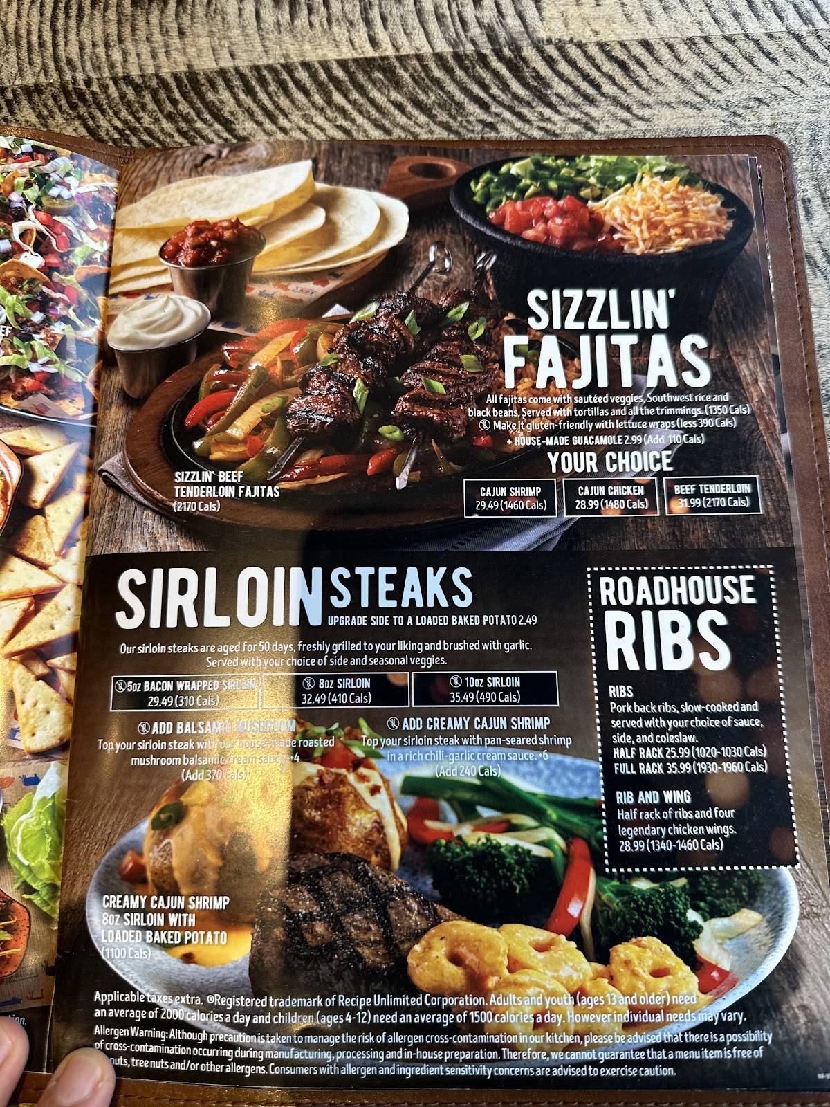 Menu de Kelseys Original Roadhouse Niagara Falls