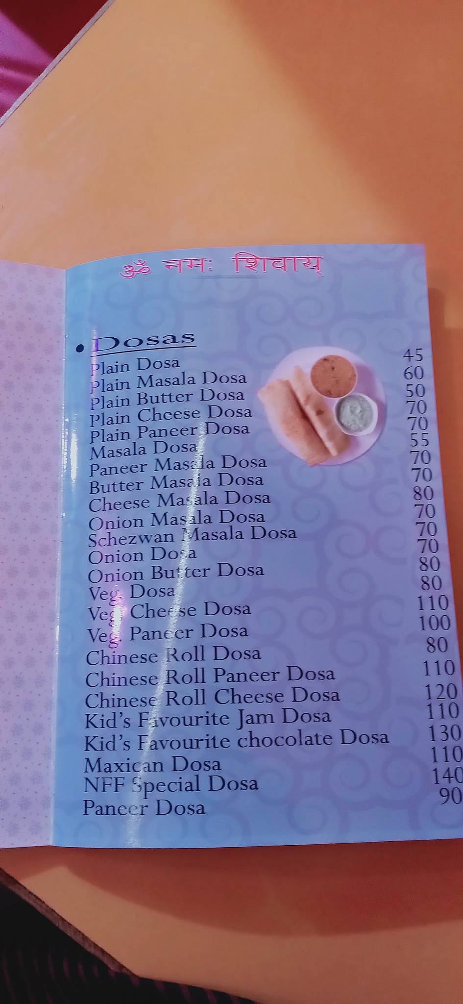Nice fast food "super nice" menu