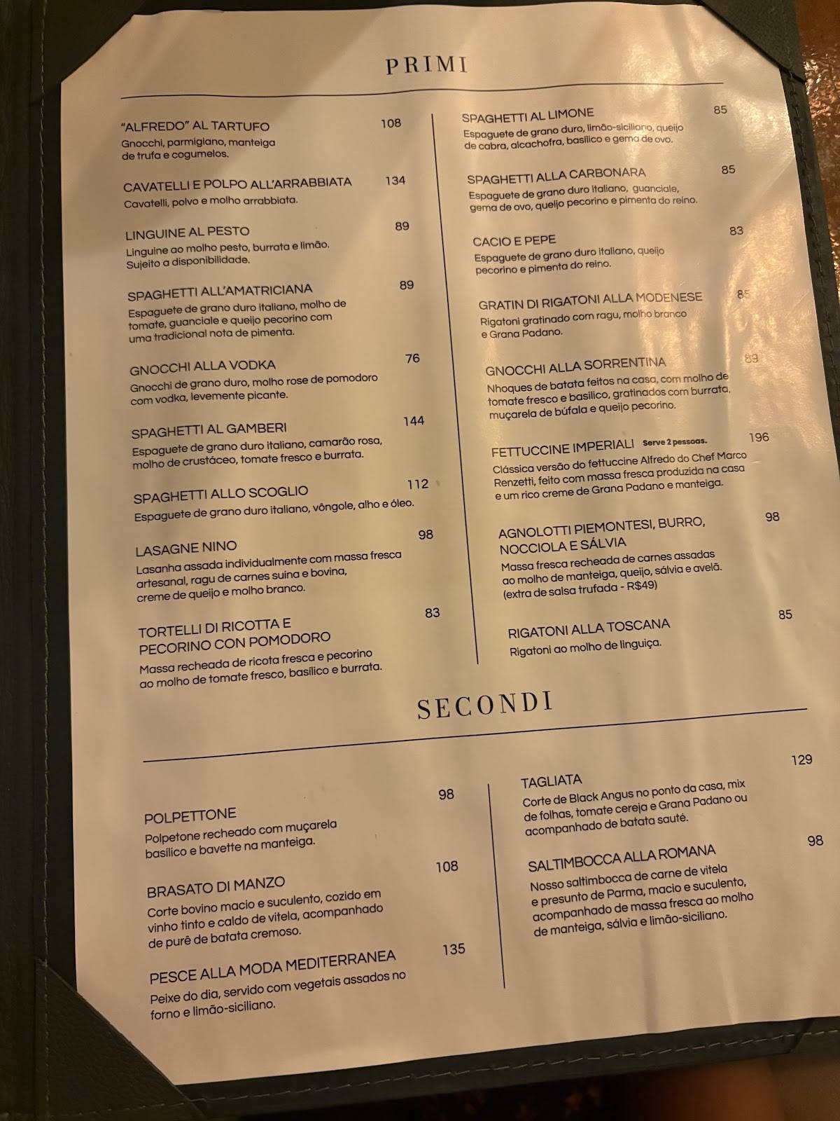 Nino Cucina - Ipanema cardápio