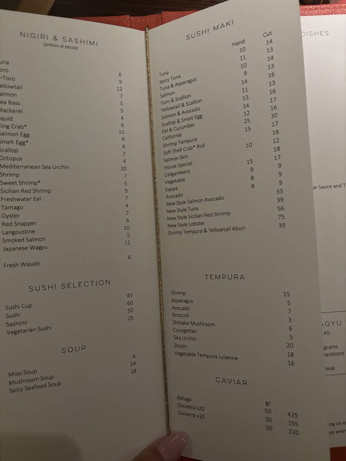 Menu di Armani/Nobu 