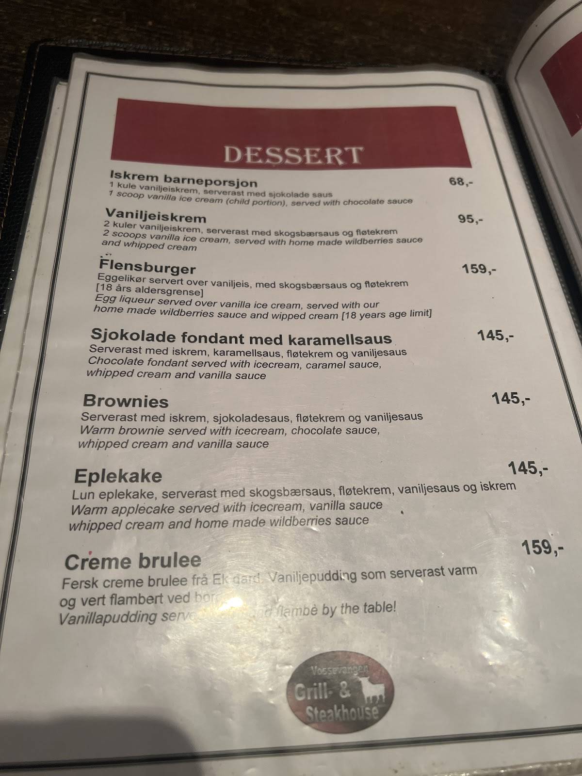 Menu de Nono Frane