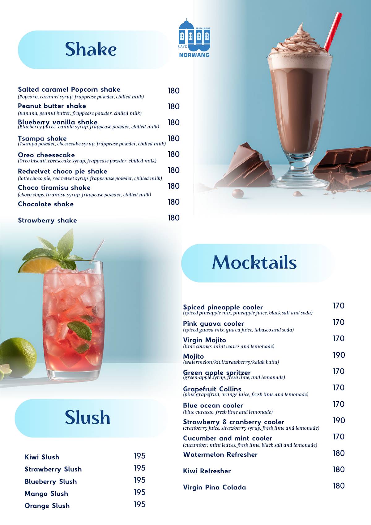 Norwang Cafe & Restaurant menu