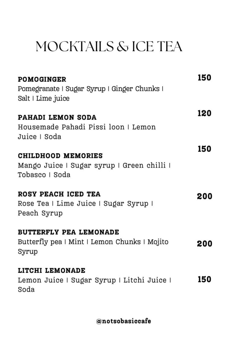 Not So Basic menu