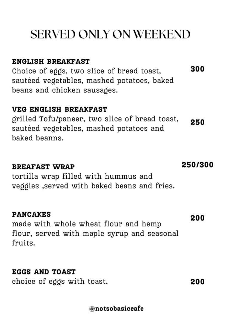 Not So Basic menu