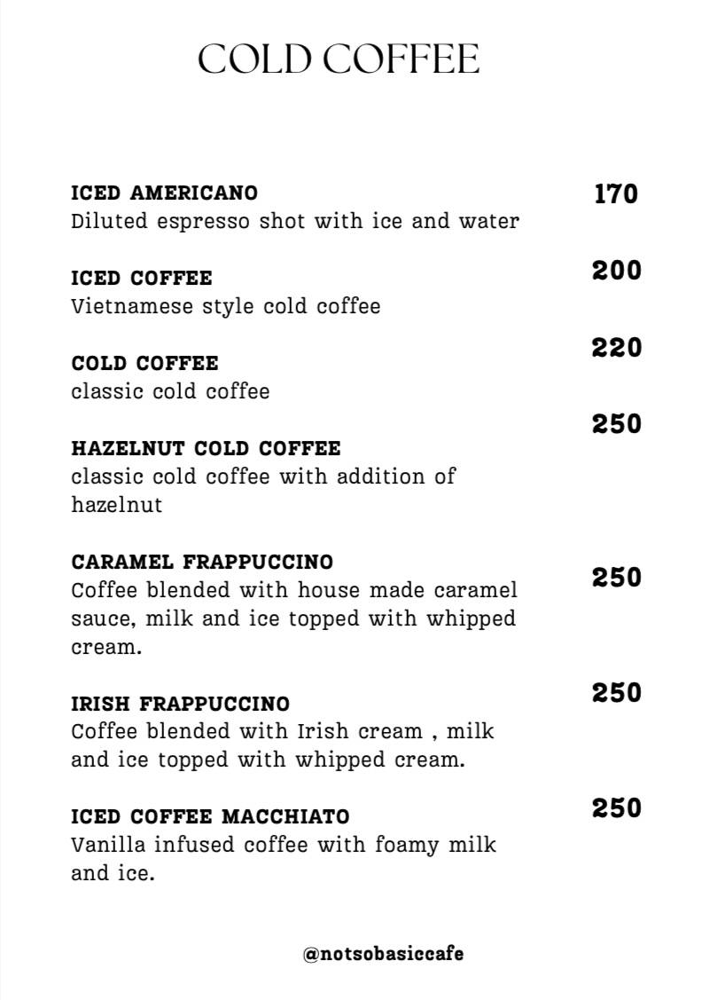 Not So Basic menu