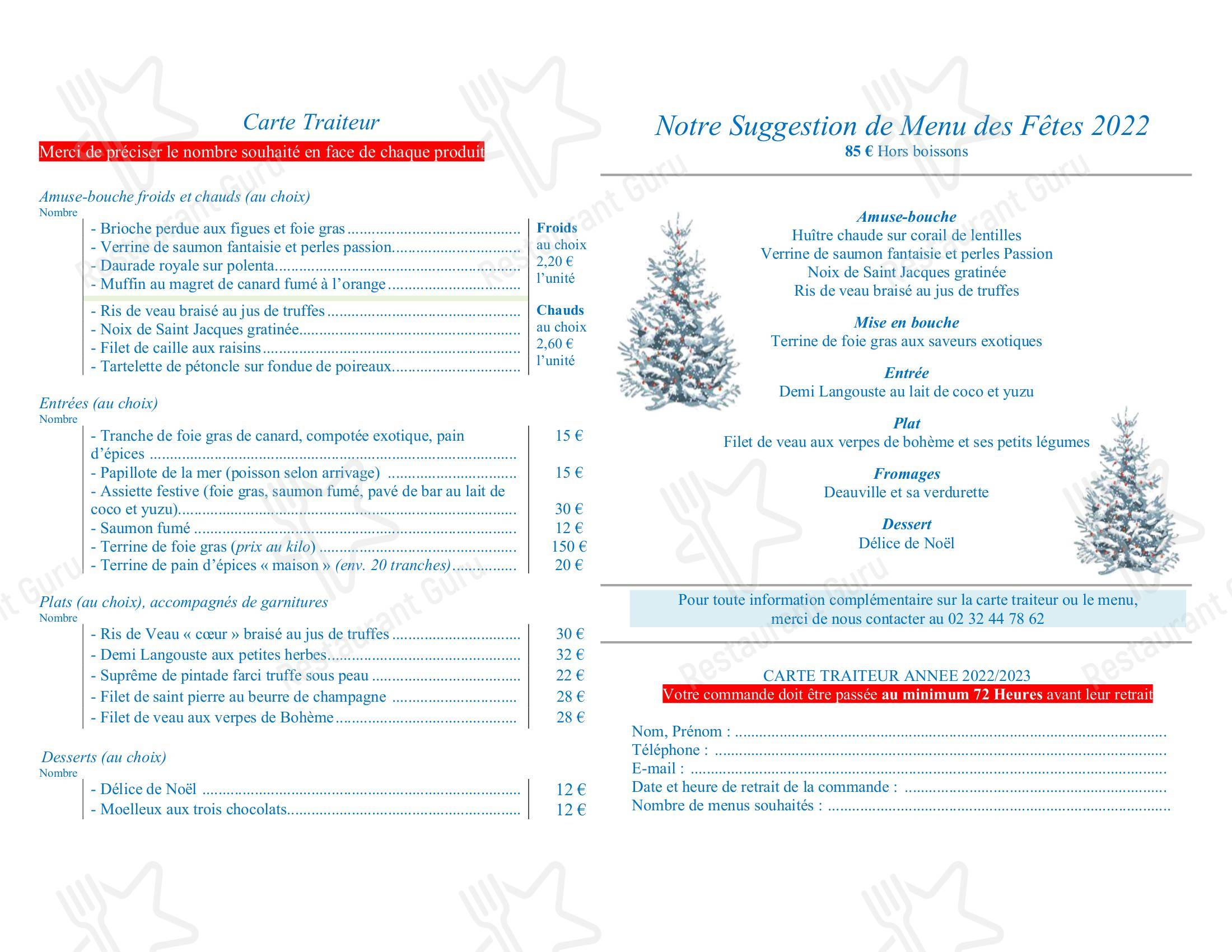 Menu au La Marigotière Bouget restaurant, NotreDameduHamel
