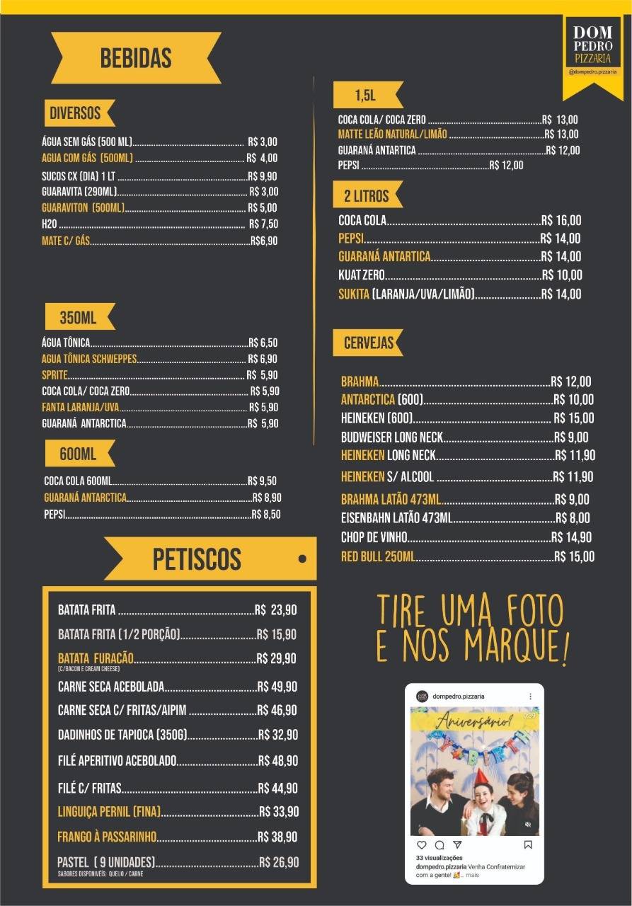 Nova Dom Pedro Pizzaria cardápio