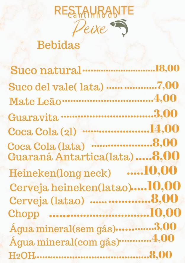 Cantinho do Peixe cardápio