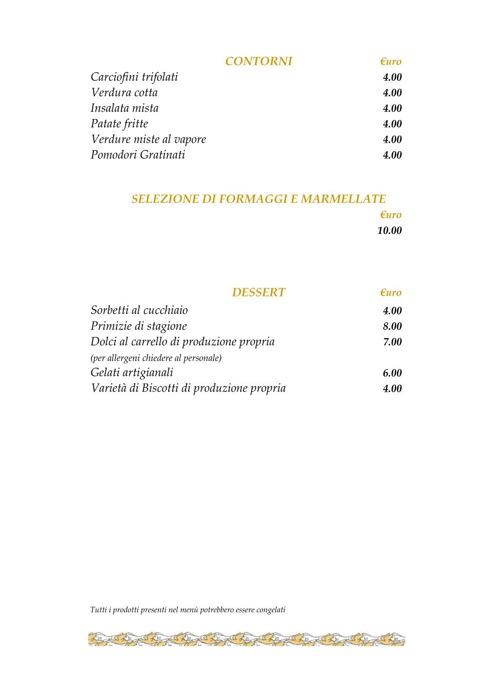 Menu di Trattoria Guaiane 