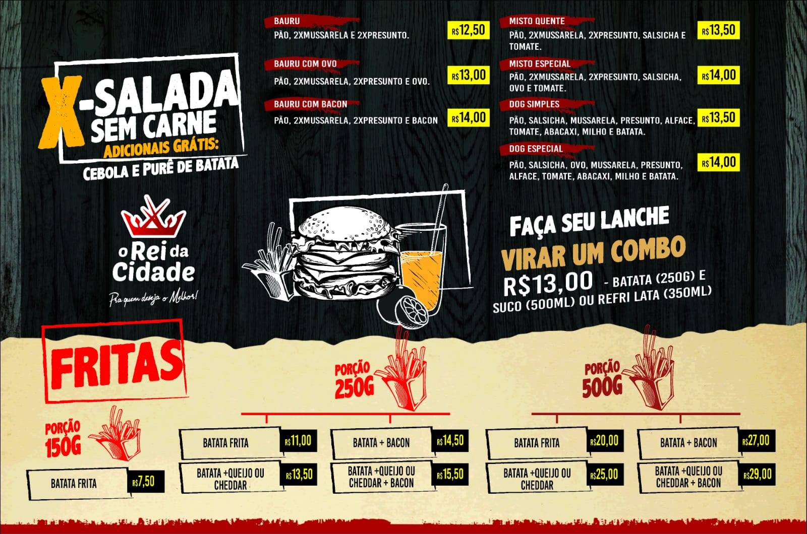 O Rei da Cidade cardápio