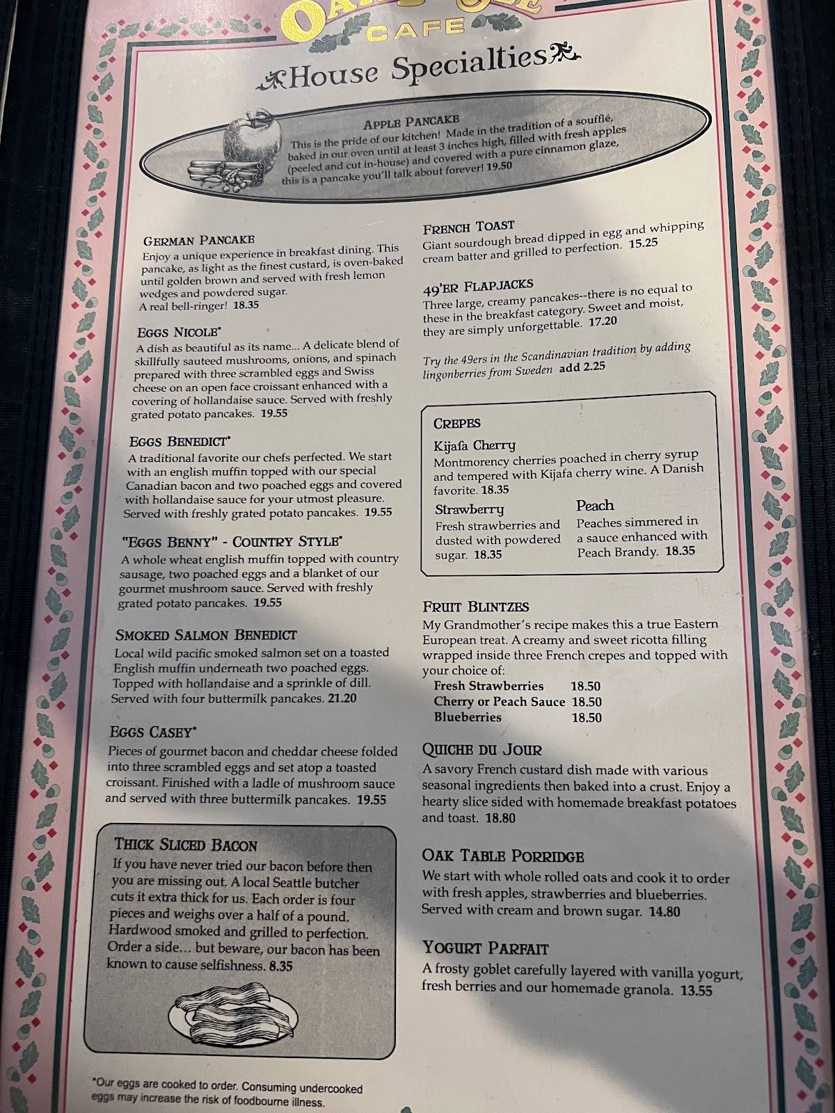 Menu at Oak Table Cafe, Sequim, 292 W Bell St