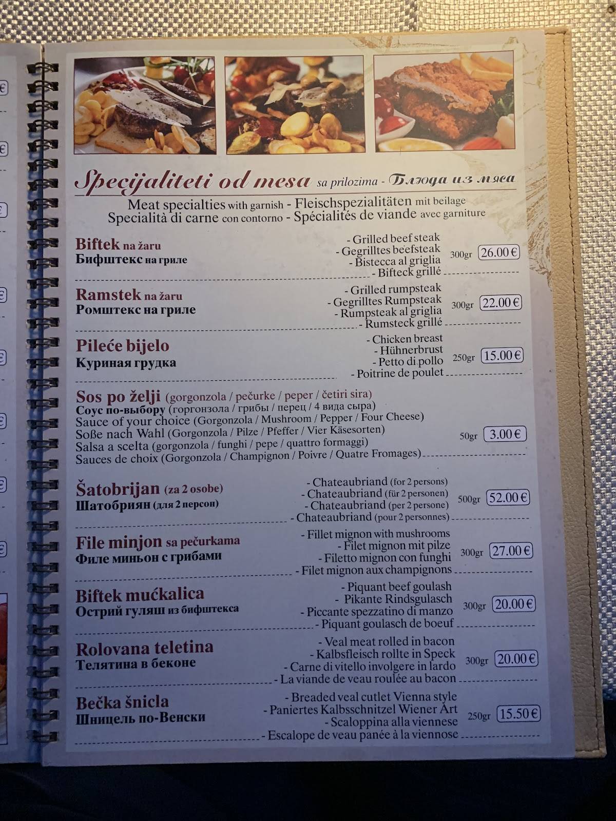 Menu de Obala