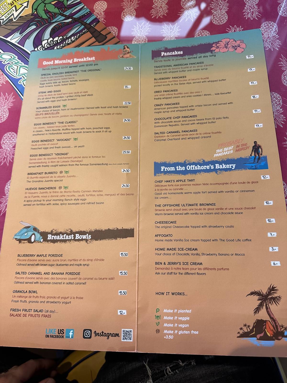 Menu di Offshore Cafe Verbier 