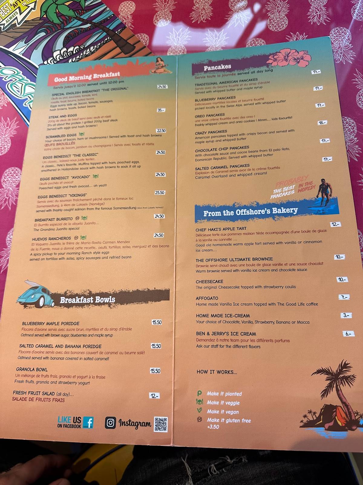 Menu di Offshore Cafe Verbier 
