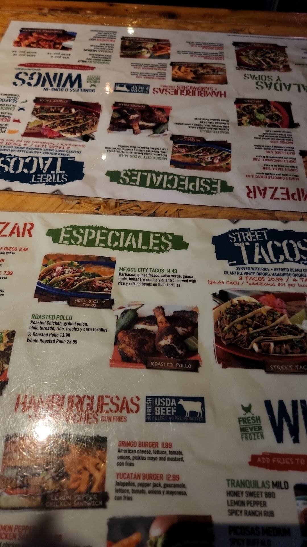 Menu at Ojos Locos Sports Cantina - Northline pub & bar, Houston, North Fwy