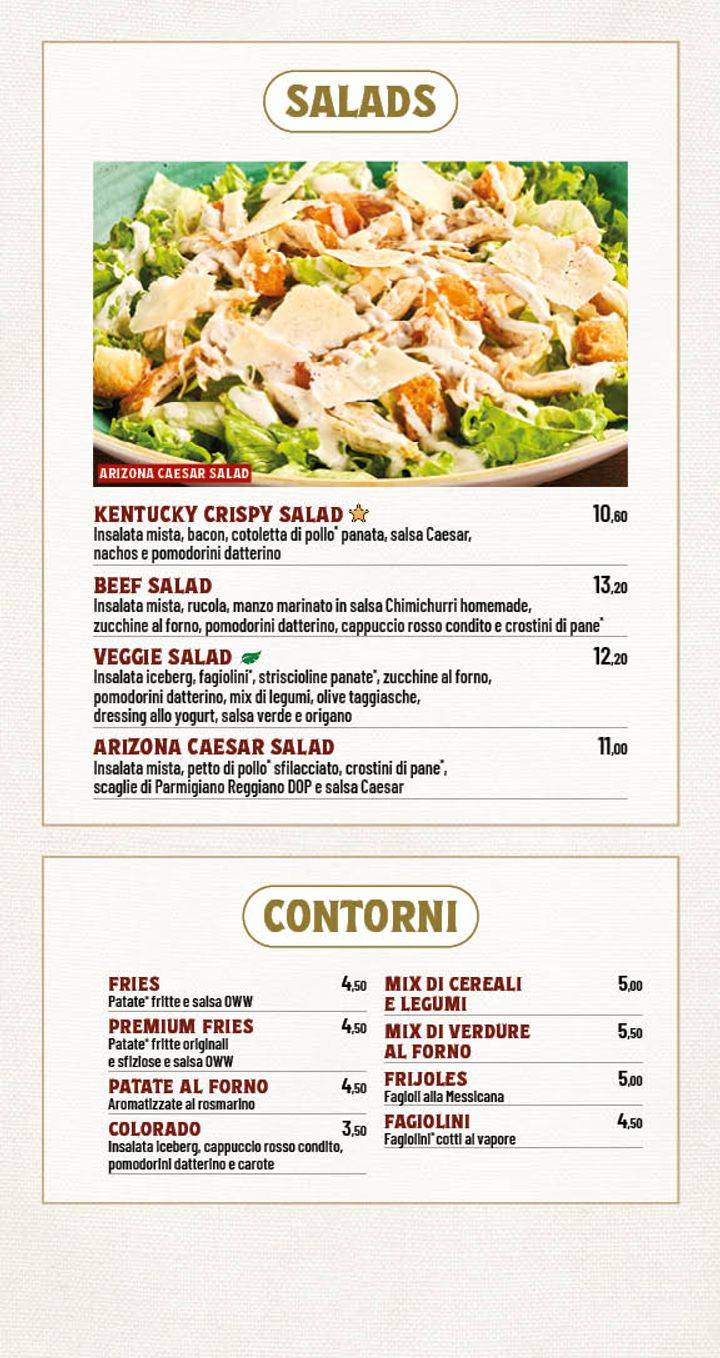 Menu di Old Wild West | The Village Parco de' Medici 