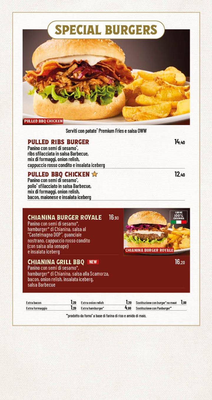 Menu di Old Wild West | The Village Parco de' Medici 