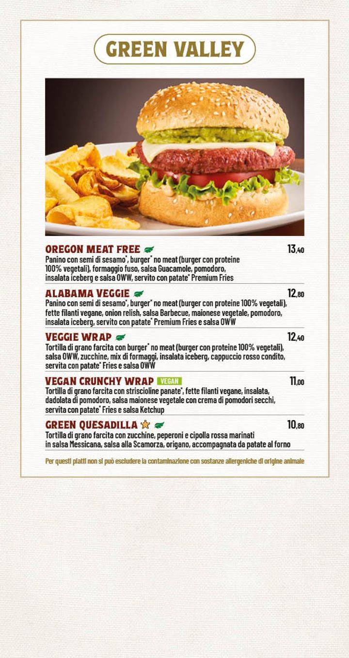 Menu di Old Wild West | The Village Parco de' Medici 