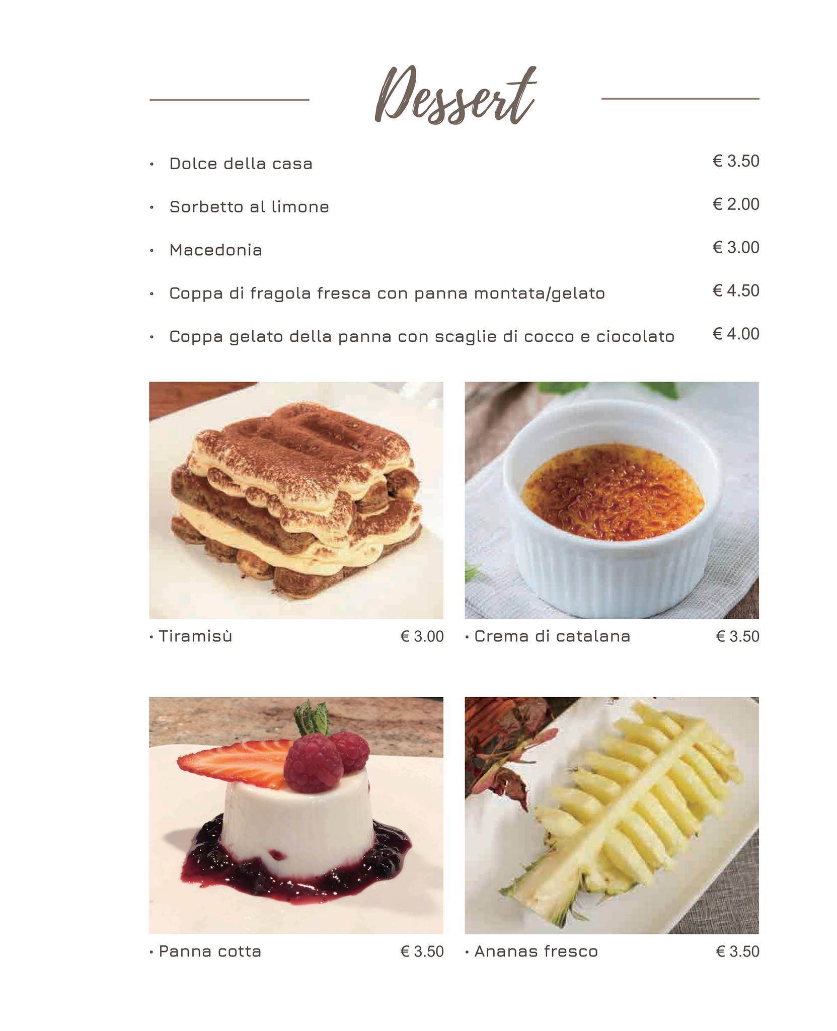 Menu di Olimpia Ristorante Pizzeria 