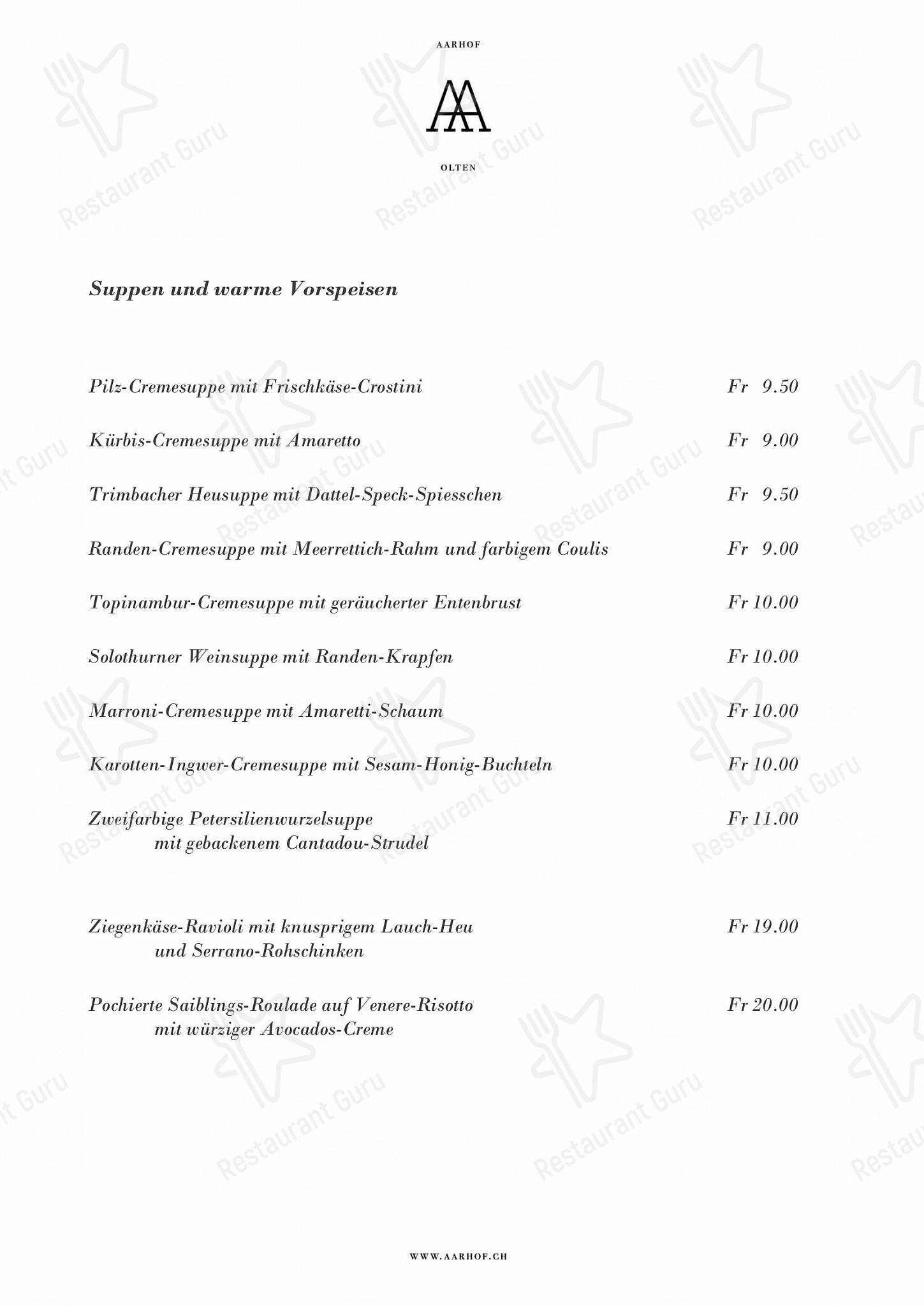 Коктейльная карта pour Restaurant Aarhof restaurant