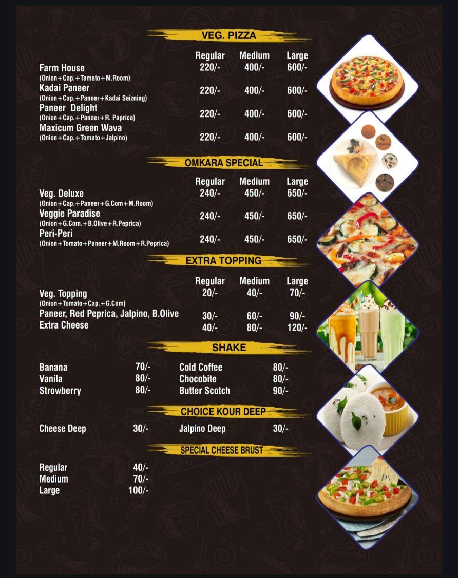 Omkara Pizza place menu