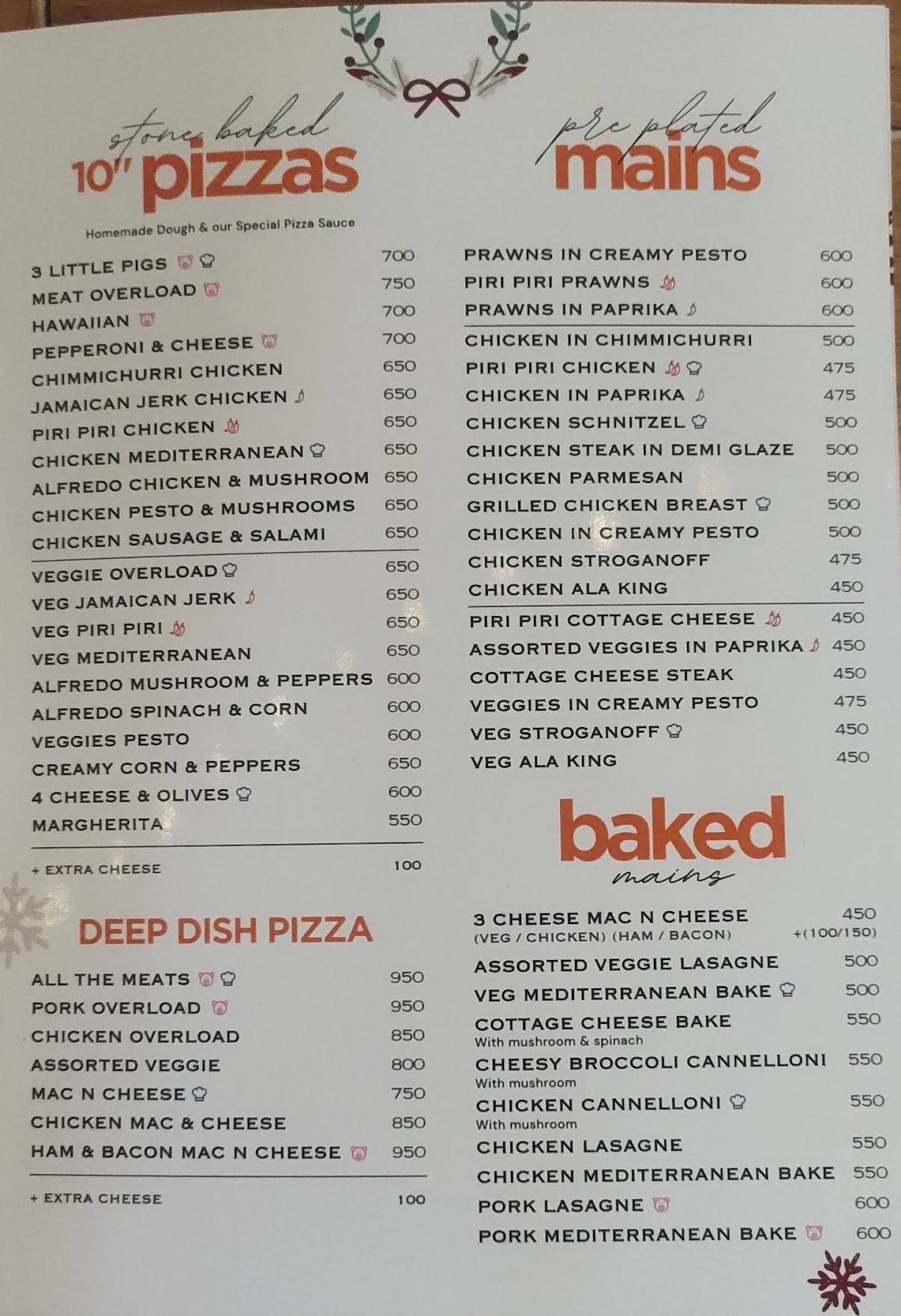 Origin Bistro menu