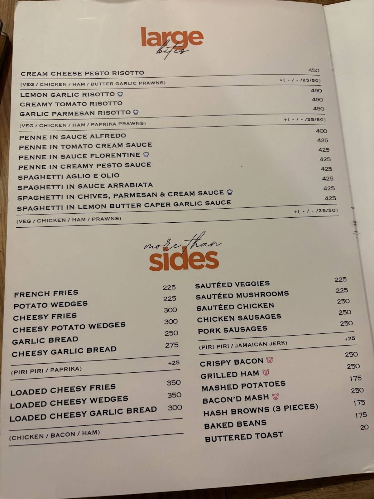 Origin Bistro menu