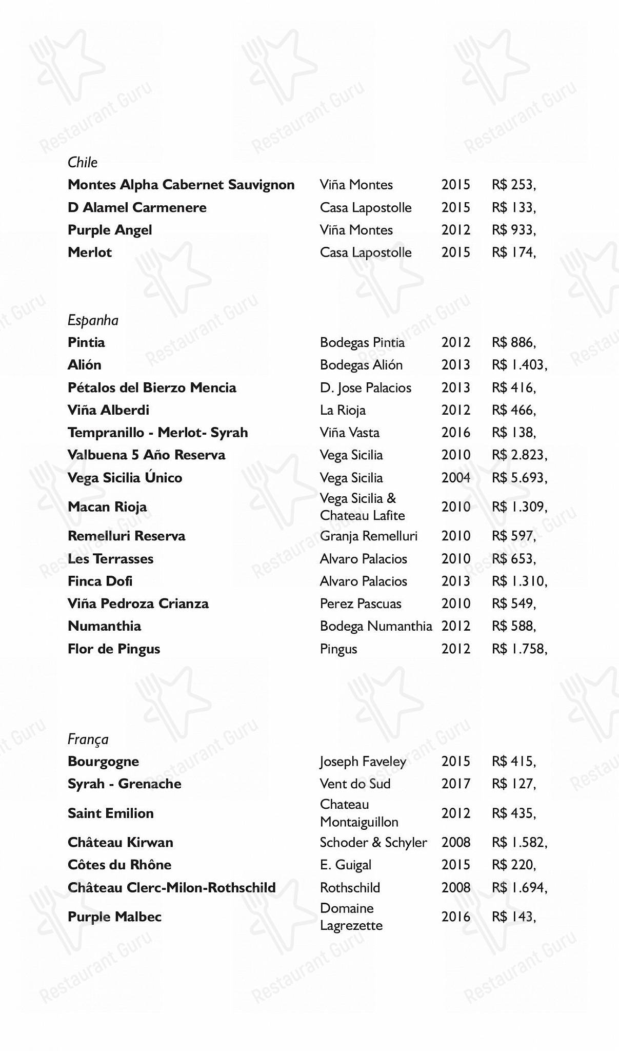 Lunch Menu para Oro restaurante