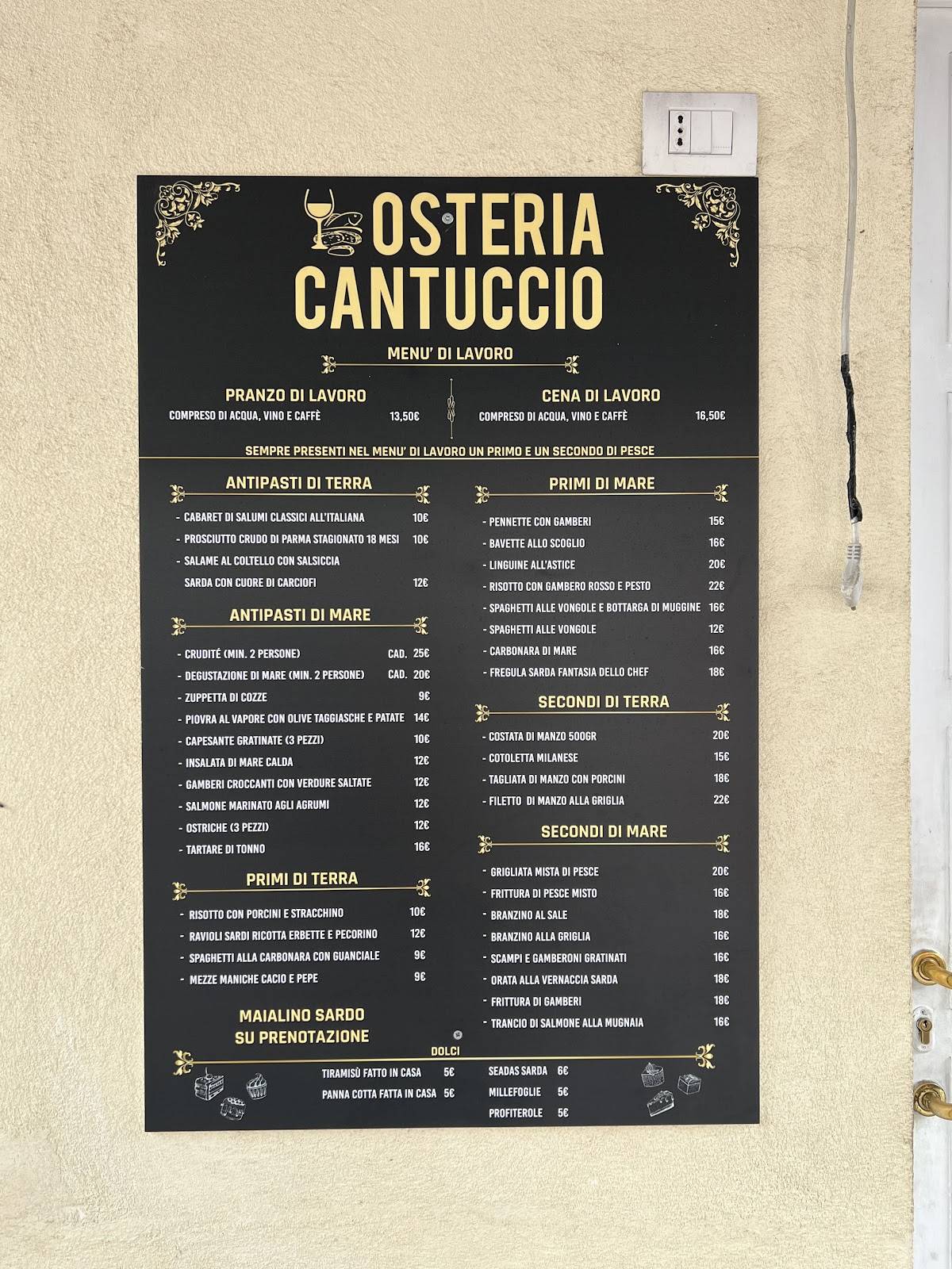Menu di Osteria Cantuccio 