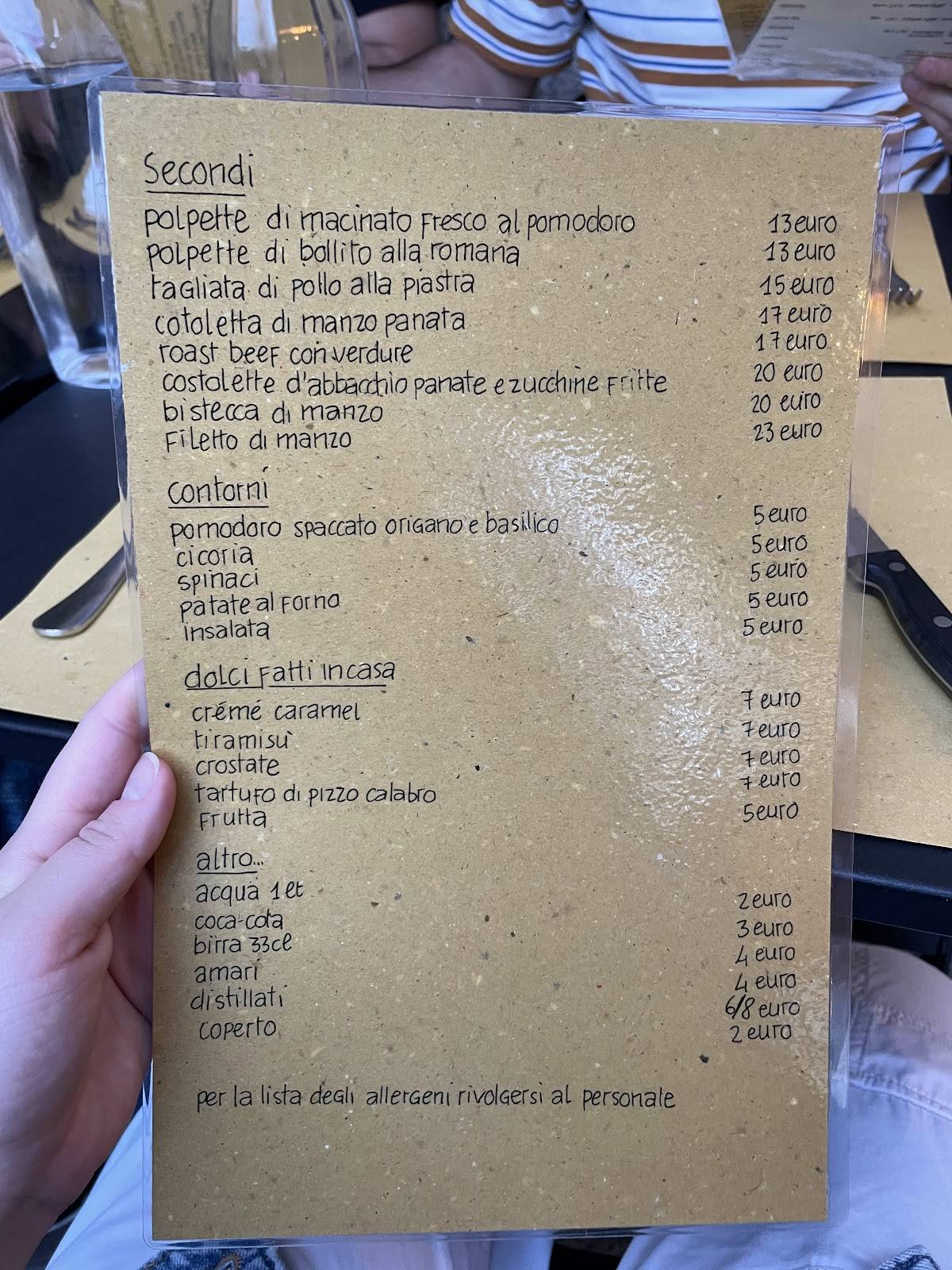 Menu di Osteria Chiana 